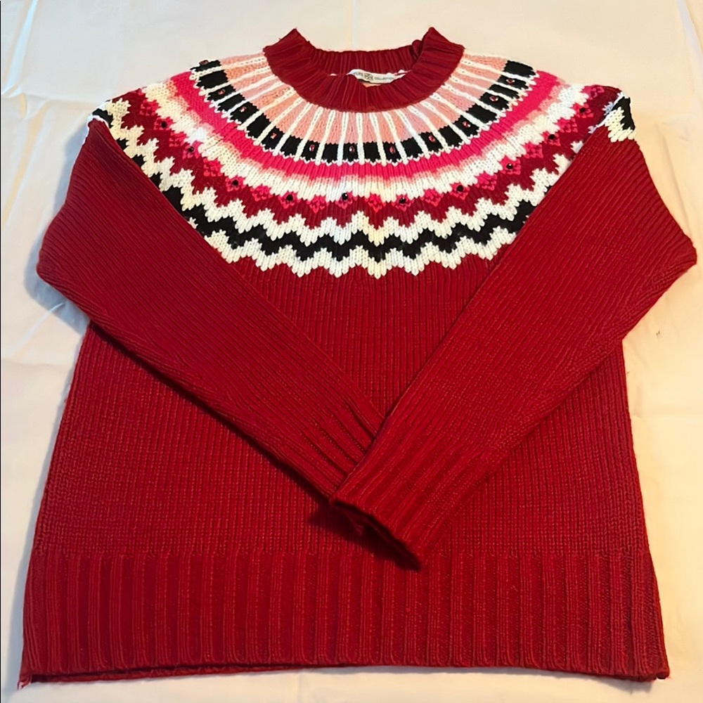 Red Patterned Women's Sweater